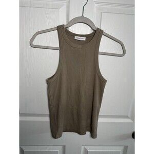 ANINE BING Women's Cole Organic Cotton Tank Top Beige Stretch Size Small